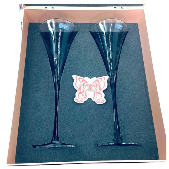 Waterford Matquis NEW 2 Boxed Etched Champagne Flutes Yours Truly Collection - Picture 7 of 11